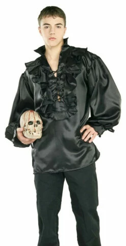 Satin Pirate Shirt-Black
